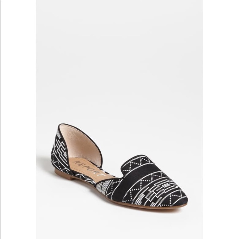 Report Jezzica Black and White Print D'Orsay Flats